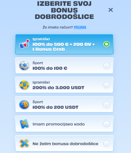 Bonus za registracijo v OnlySpins Casino